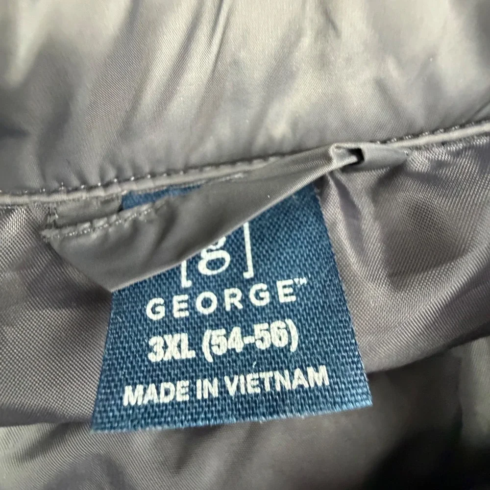 George Mens Puffer Shirt Jacket Grey Quilted Snap Front Shacket 3XL 54-56